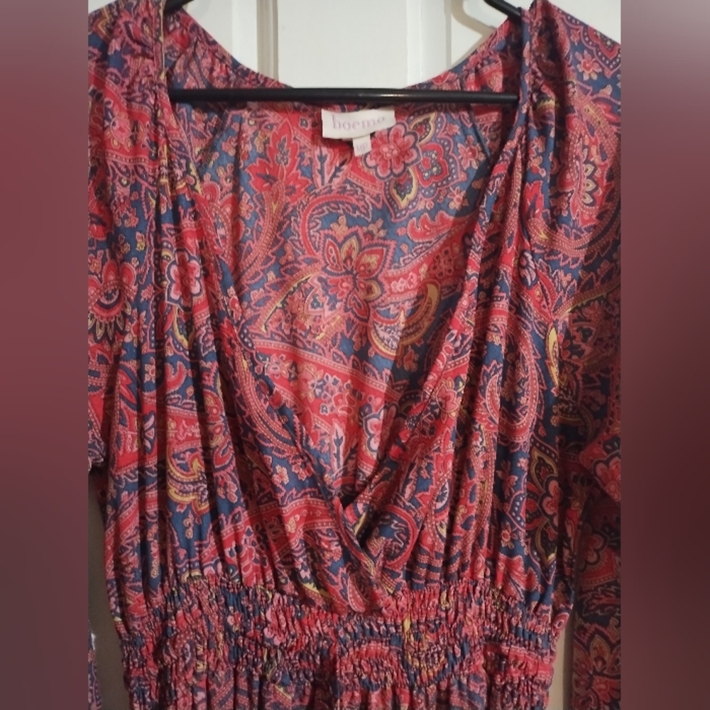 Anthropologie Boemo  Long Sleeve Paisley Maxi Dress Size Medium - Picture 4 of 8